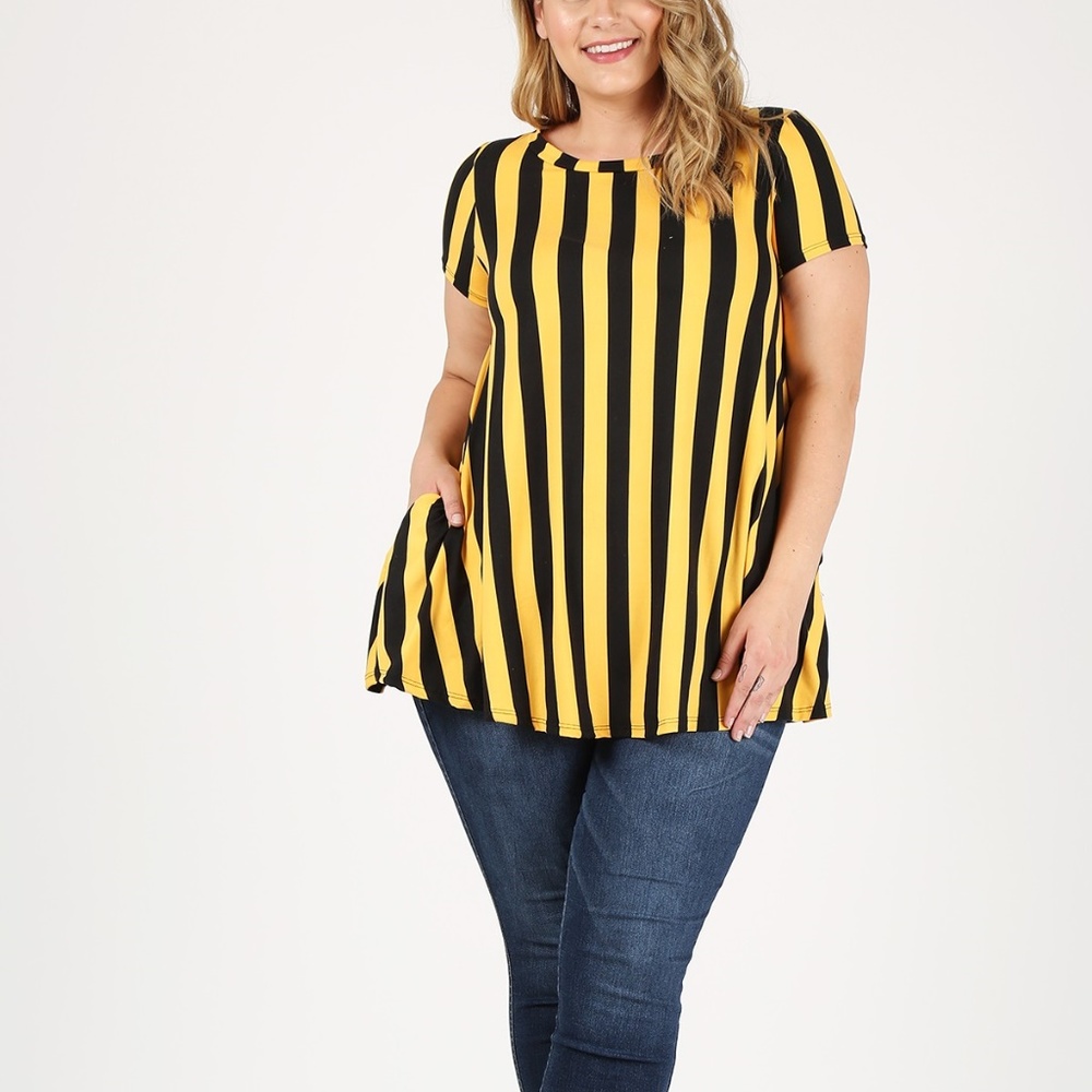 Plus Size Striped Tunic with Pockets